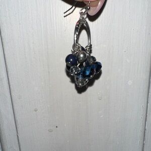 Elegant Silver and Blue Cluster Earrings